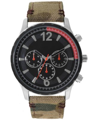 INC International Concepts - Men's Camouflage Canvas Strap Watch 43mm