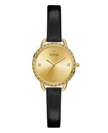 Women's Glitz Gold-Toned Black Patent Leather Watch 30mm