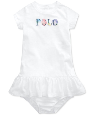 Ralph Lauren Baby Girls Floral-Logo Cotton Jersey Dress