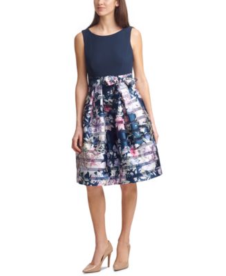 Jessica Howard Belted Pleated Dress - Macy's