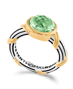 Fantasies Prasiolite Oval Bezel Set Ring In Two Tone Sterling Silver