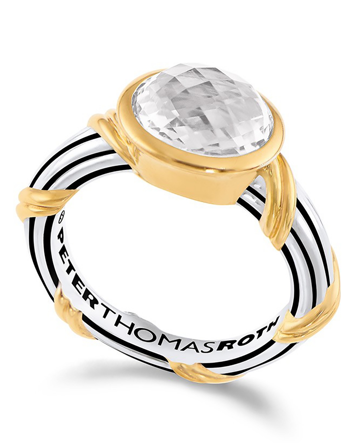 Peter Thomas Roth Fantasies Prasiolite Oval Bezel Set Ring In Two Tone Sterling Silver In Clear