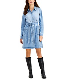 Women's Belted Denim Dress, Created for Macy's