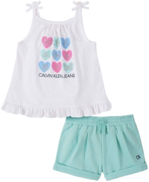 Calvin Klein Little Girls Baby Doll Top and Shorts Set 2 Piece