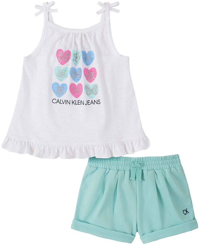 Calvin Klein Toddler Girls Baby Doll Top and Shorts Set, 2 Piece - Macy's