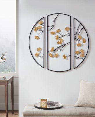 Gold-Tone Gingko Leaves 3 Piece Metal Wall Decor Set, 14.6" x 35.4"