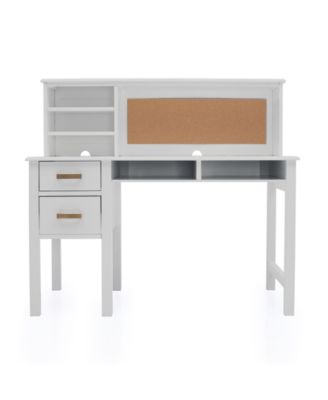 Taiga Kids Desk and Chair Set with Hutch - White: Kids Wood Desk with Drawers, Storage Shelf, and Corkboard | Study Table for Kids Bedroom