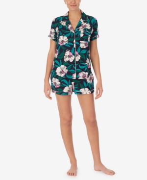 Kate Spade Women's Knit Notch Collar And Short Pajama Set In Tropic Floral