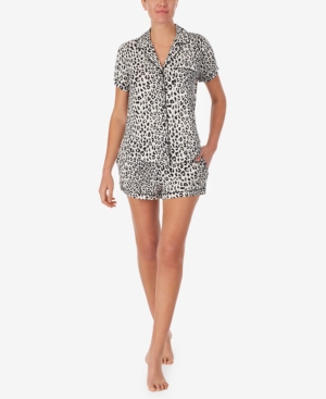 Women's Knit Notch Collar and Short Pajama Set