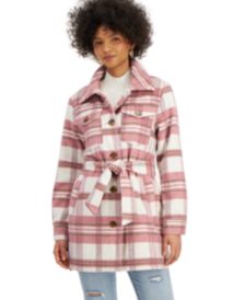 Juniors' Plaid Belted Shirt Jacket, Created for Macy's