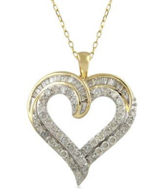 Diamond Accented popular Hearts Charm Holder Pendant 10k Yellow Gold