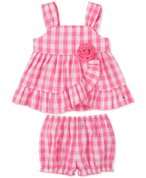 Tommy Hilfiger Baby Girls 2-Pc Cotton Gingham Top & Bloomer Shorts Set