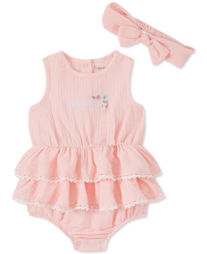 Calvin Klein Baby Girls 2-Pc Cotton Gauze Bodysuit & Headband Set