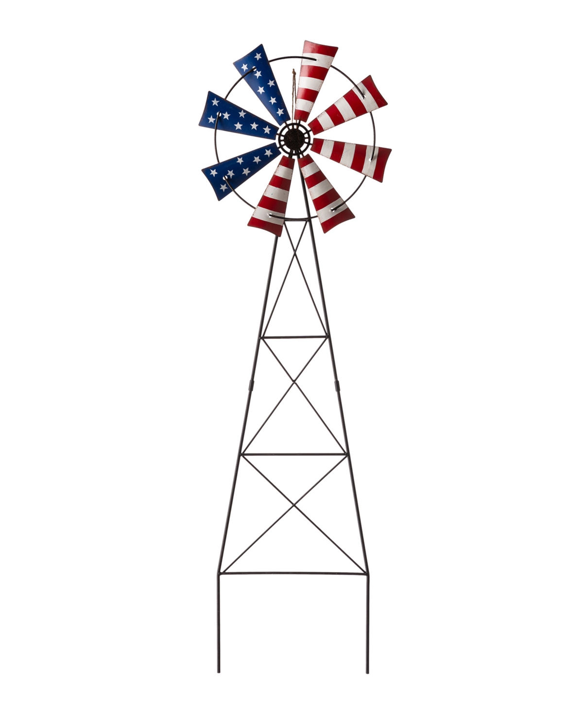 Glitzhome Stars And Stripes Wind Spinner Yard Stake In Red,blue,white