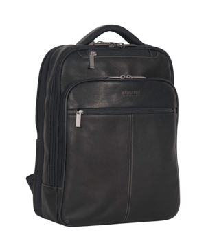 Kenneth Cole Reaction Full-grain Colombian Leather 16" Laptop Tablet Travel Backpack In Black