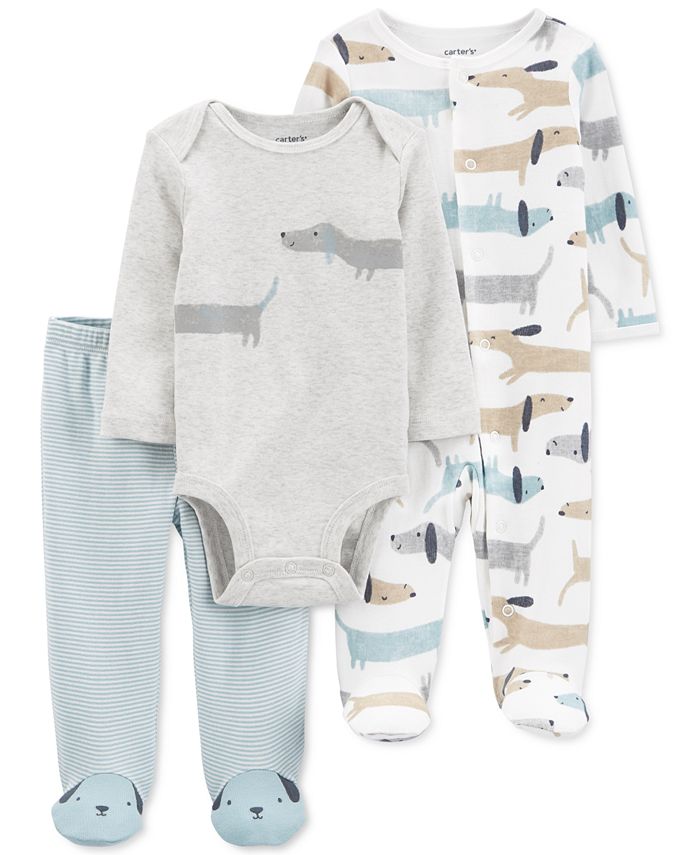 Carter s Baby Boy 3 Piece Dog Bodysuit Sleep Play Set Macy s