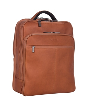Kenneth Cole Reaction Full-grain Colombian Leather 16" Laptop Tablet Travel Backpack In Cognac