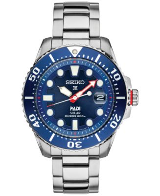 Seiko Men's Prospex Solar Stainless Steel Bracelet Watch 44mm - Macy's