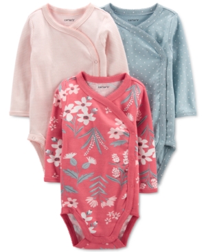 Carter's Baby Girls 3-Pack Long Sleeve Side-Snap Bodysuits