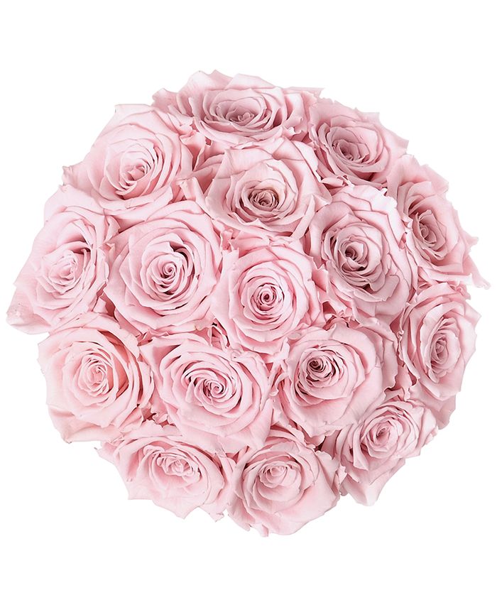 Infinity Roses Round Box of 16 Pink Real Roses, Preserved To Last Over
