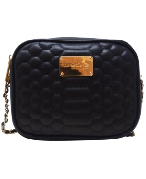bebe Honey Quilted Camera Medium Crossbody