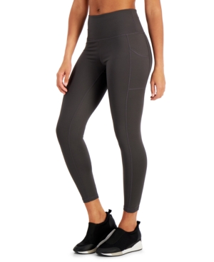 Ideology Women's Compression High-waist Side-pocket 7/8 Length Leggings, Xs-4x, Created For Macy's In Deep Charcoal