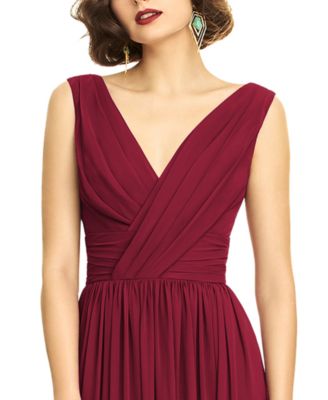 Plus Size Sleeveless Draped Chiffon Maxi Dress with Front Slit