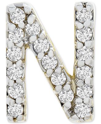 Diamond Initial N Single Stud Earring (1/20 ct. t.w.) in 14k Gold, Created for Macy's