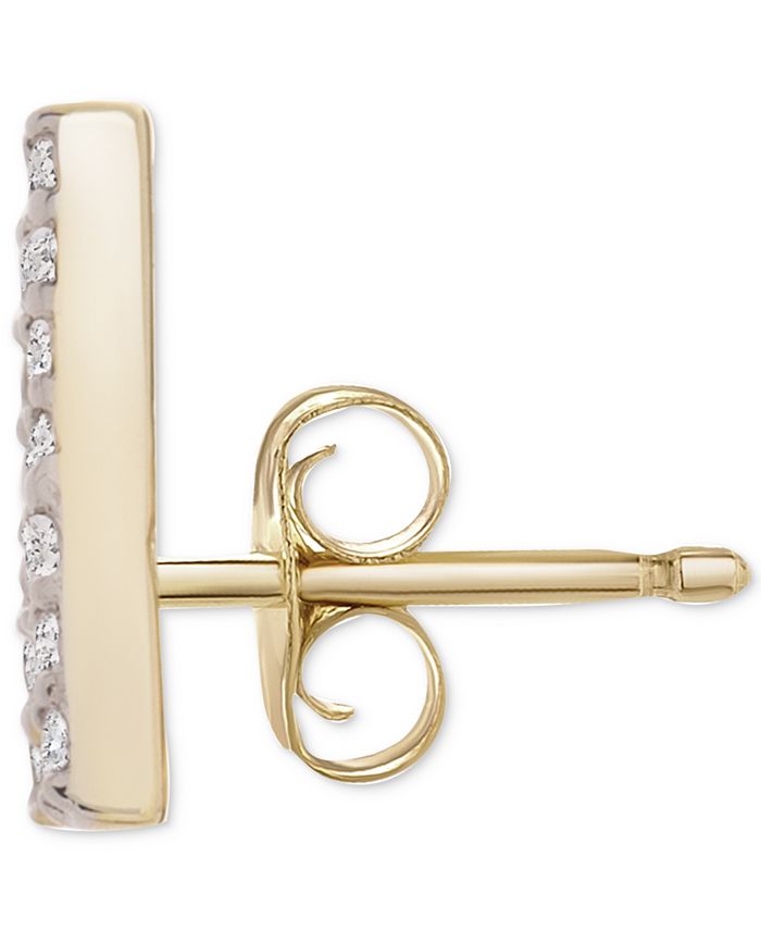 Wrapped Diamond Initial Single Stud Earring (1/20 ct. t.w.) in 14k Gold ...