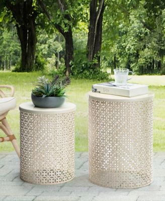Multi-Functional Metal Garden Stool or Plant Stand or Accent Table, Set of 2