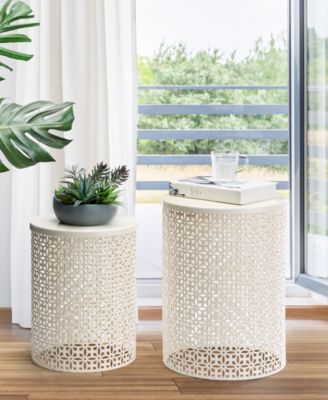 Multi-Functional Metal Garden Stool or Plant Stand or Accent Table, Set of 2