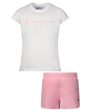 Little Girls Classic Script Tee and Shorts Set
