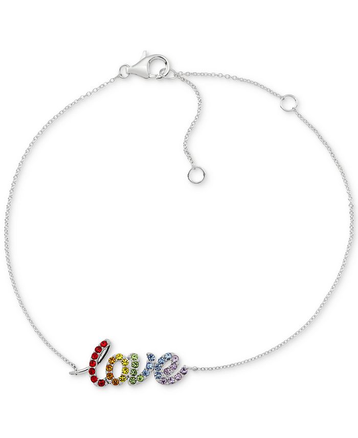 Macy's Rainbow Crystal Love Link Bracelet in Sterling Silver Macy's