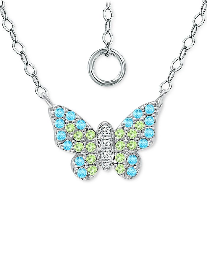 Giani Bernini - Cubic Zirconia Colorful Butterfly Pendant Necklace in Sterling Silver, 16" + 2" extender