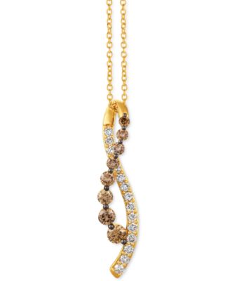 Le Vian - Chocolate Diamond (1/2 ct. t.w.) & Nude Diamond (1/3 ct. t.w.) Abstract 18" Pendant Necklace in 14k Gold