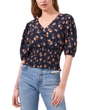 1.STATE SMOCKED PUFF-SLEEVE TOP