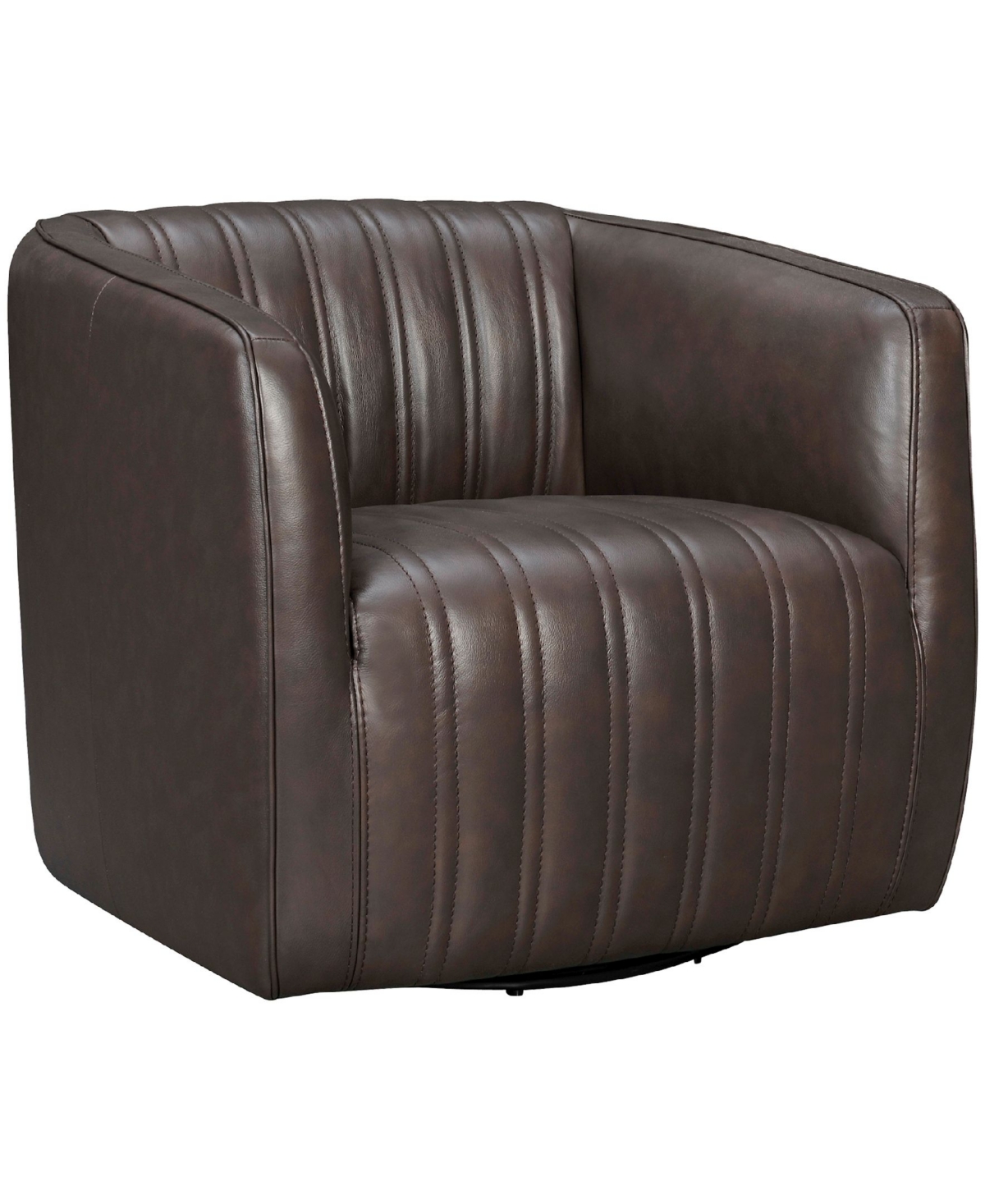 Aries Genuine Leather Swivel Barrel Chair