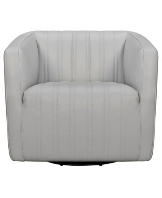 Aries Genuine Leather Swivel Barrel Chair