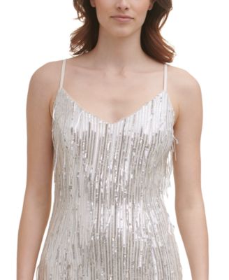 river island silver fringe dress