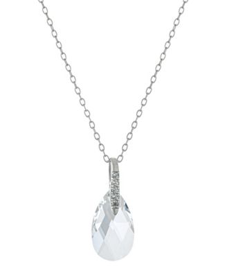 Fine Crystal and Cubic Zirconia 18" Teardrop Pendant in Sterling Silver