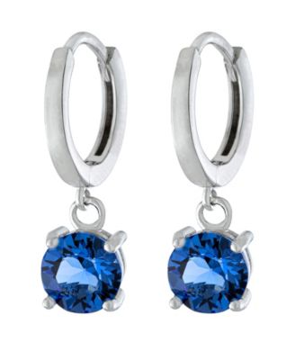 Macy's - Fine Crystal 6mm Drop Hoop Earrings in Sterling Silver