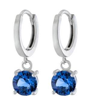 Giani Bernini Fine Crystal 6mm Drop Hoop Earrings In Sterling Silver In Blue