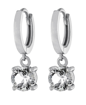 Giani Bernini Fine Crystal 6mm Drop Hoop Earrings In Sterling Silver In White