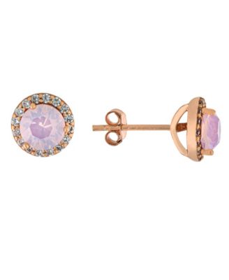 Fine Crystal Round Halo Stud Earrings in Sterling Silver