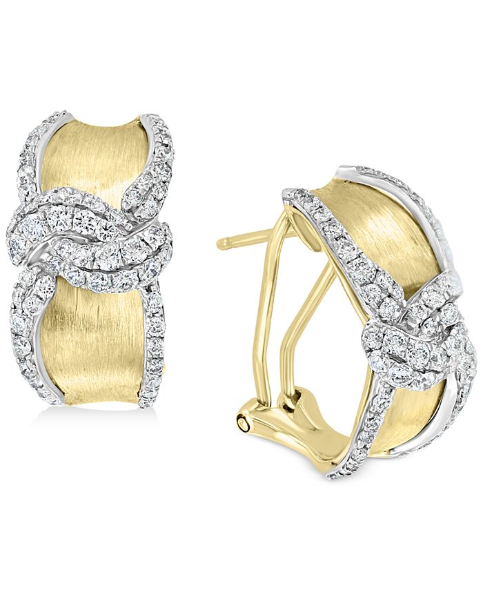 EFFY Collection - Diamond Swirl Hoop Earrings (1-1/10 ct. t.w.) in 14k Gold & White Gold
