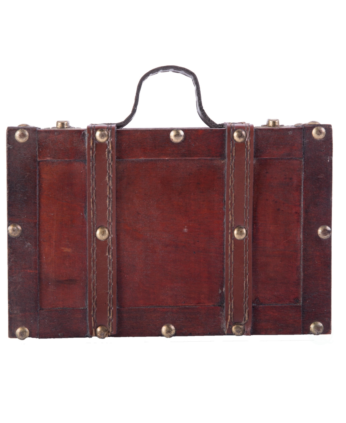 Vintiquewise Old Fashioned Small Suitcase With Straps In Brown