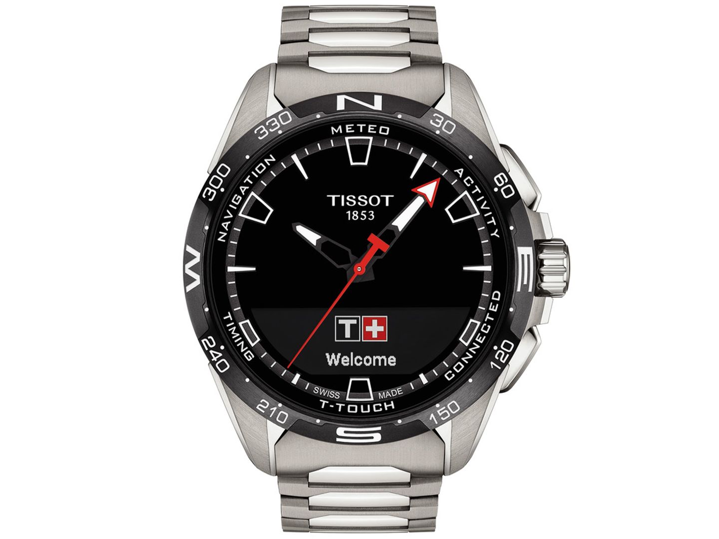 Мужские часы Tissot Swiss T-Touch Connect Solar Titanium Bracelet Smart Watch 48mm — фото 1