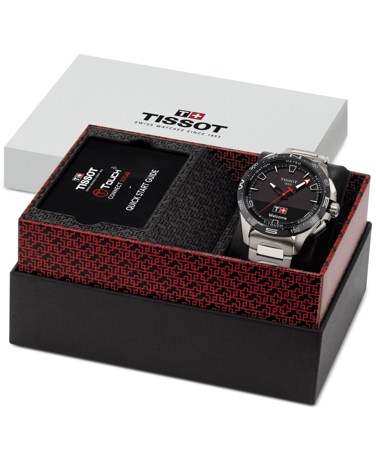 Shop Tissot Men's Swiss T-touch Connect Solar Titanium Bracelet Smart Watch 48mm In Silver