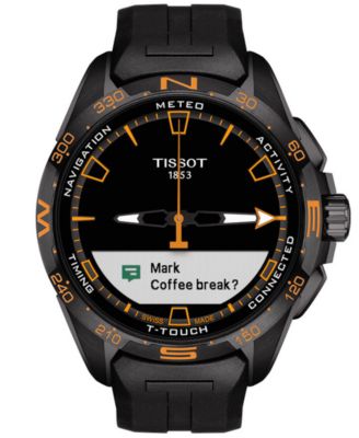 Men's Swiss T-Touch Connect Solar Black Rubber Strap Smart Watch 48mm