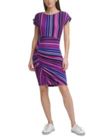 Striped Side-Ruched Dress